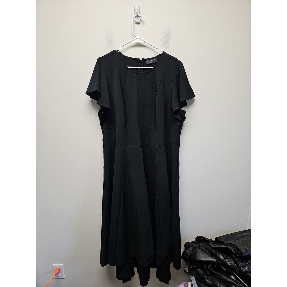 Lane Bryant Maxi Dress Women's 18 Black Short Sleeve Hi Lo Zip Back